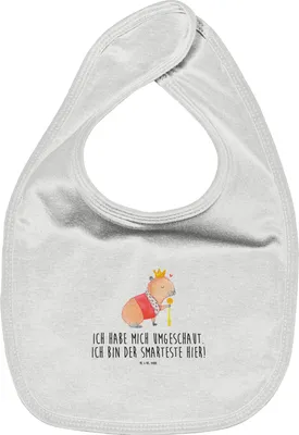 Produktbild von Mr. & Mrs. Panda Lätzchen Capybara König - Weiß - Geschenk, Sabberlätzchen, Schlabberlatz, Tiermotive, Kinderlätzchen, Für Babys, Babylätzchen