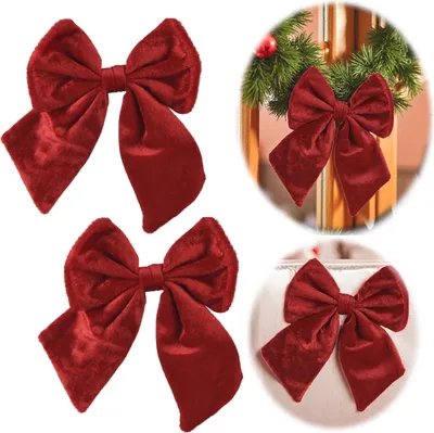 Produktbild von LS-LebenStil 2x XL Weihnachtsschleife Set 17cm Samt Rot Schleife Weihnachts-Deko Christbaum-Schmuck Tannenbaum Geschenk Hochzeit Advent Adventskranz
