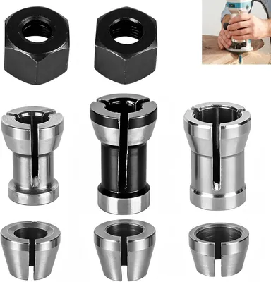 Produktbild von Freistangenset HSS Bohrkopf, 8-teilig, mit 6 Bohradaptern 6/6,35/8 mm, für Holzfräsen
