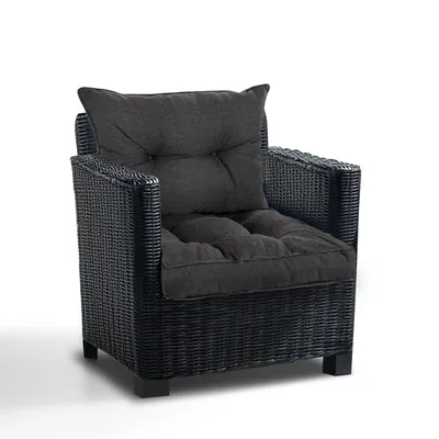 Produktbild von Best Wool Outdoor Loungekissen 2er Set für Rattan Gartenmöbel – Sitzkissen 60x60 und Rückenkissen 60x40 cm 100% Polypropylen wetterfest, Dunkelgrau