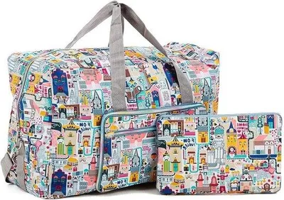 Produktbild von Famanu Große Faltbare Reisetasche mit Schulterriemen - Schwarz