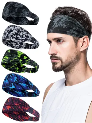 Imagen del producto de Bandas para la cabeza deportivas, elásticas, absorbentes de sudor, paquete de 5 unidades, para fitness