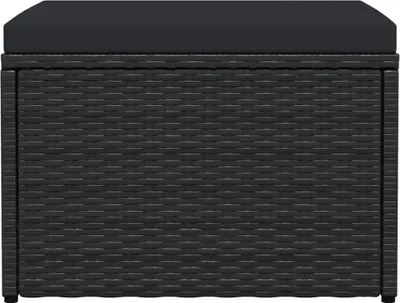 Produktbild von vidaXL Outdoor-Fußhocker mit Kissen Schwarz Polyrattan