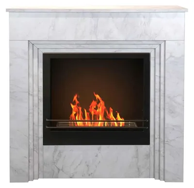 Image de Bellini - Cheminée au bioéthanol de sol 96x35xH96 cm, effet marbre blanc