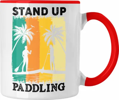 Produktbild von Trendation - Standup Paddling Tasse Geschenk SUP Geschenkidee Lustige Grafik Retro (Rot)