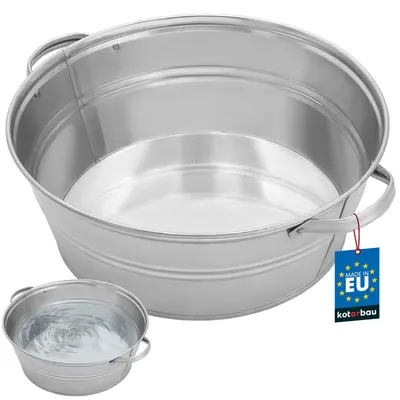Produktbild von KOTARBAU® Wanna cynkowa do ogrodu duza, 13-litrowa, okragla, ocynkowana stalowa doniczka cynkowa ogrodowa chlodziarka do napojów wanna ocynkowana miska cynkowa ogrodowa chlodziarka do szampana miska cynowa ogrodowa miska na rosliny