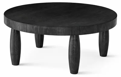 Immagine prodotto di Tavolino nero in stile moderno con gambe in legno e piano rotondo
