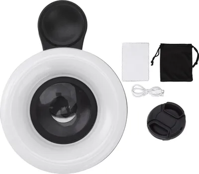 Image de Téléphone caméra objectif macro 15x avec mini -clip -lumière annulaire 2800 à 6500K de remplissage pour la photographie -enregistrement vidéo Noir