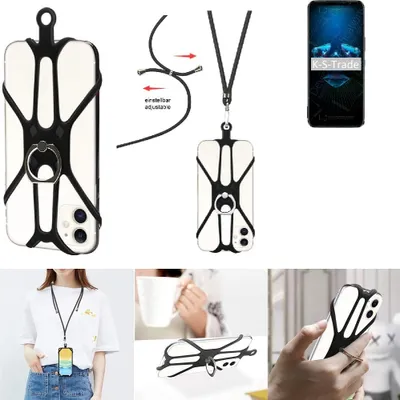 Produktbild von K-S-Trade 3in1 Handykette Handyband Handykordel Halsband Smartphone-Ring Handy-Ring kompatibel mit Kyocera DuraForce Ultra 5G Fingerhalterung