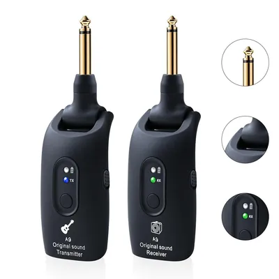 Produktbild von Drahtloses Gitarrensystem,Audio-Sender-Empfänger-System,2.4GHz, 30m Reichweite, 270° drehbarer 6,35mm-Stecker, 4h Akkulaufzeit