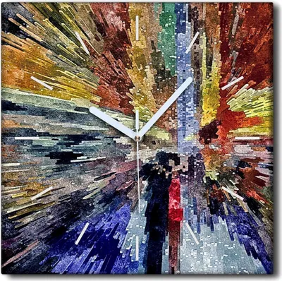 Produktbild von Coloray Uhr auf Leinwand 30x30 cm Wand Uhr Dekoration Wohnzimmer Segeltuch weiße Zeiger -Abstraktion Aquarell