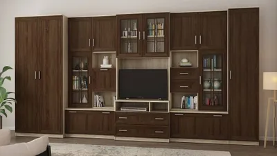 A modern living room entertainment center.