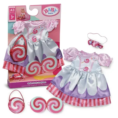 Produktbild von BABY born Bonbon-Outfit mit Kleid, Tasche & Haarband für 43 cm Puppen