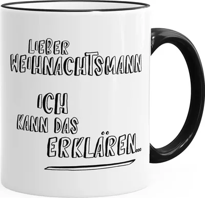 Produktbild von Tasse Weihnachten Spruch Lieber Weihnachtsmann ich kann das erklären lustig MoonWorks® schwarz unisize