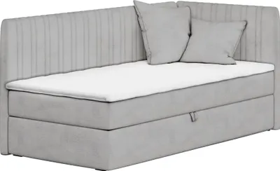 Obrázek produktu pro Skříňová postel BLANCA s topperem a podstavcem pod postel Jednolůžko se dvěma dekorativními polštáři Postel pro mladé (100x200 cm vpravo, světle šedá)