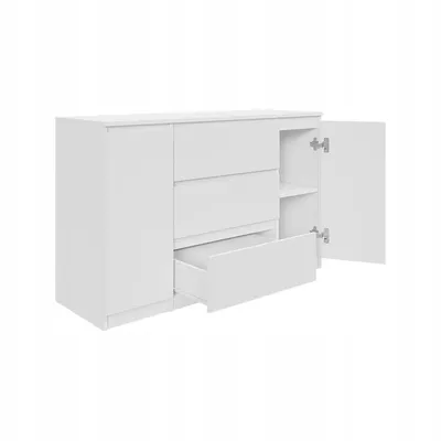 Produktbild von Kommode weiß AVEN 120cm mit 3 Schubladen und 2 Schränken, TV-Schränke