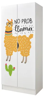 Produktbild von Bayagu Kinderkleiderschrank Weiß 70x42.5x161.5cm mit Stange Regalen Lama