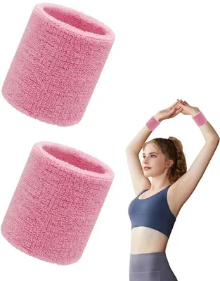 Produktbild von Sportarmbanden aus Elastik - 2 Stück - für Laufen und Fitness - Rosa
