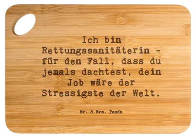 Produktbild von Mr. & Mrs. Panda Frühstücksbrettchen Spruch Rettungssanitäterin - Transparent - Geschenk, Anerkennung, Berufung, Lebensretter, Beruf, Berufsprodukte, Schneidebrett