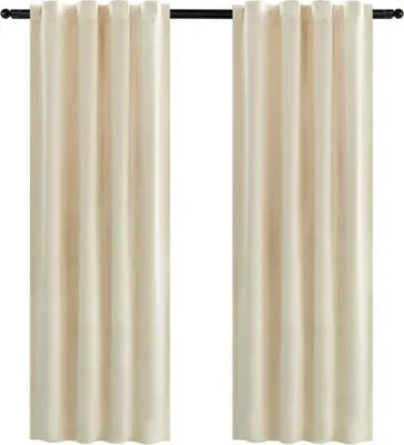 Immagine prodotto di set di 2 tende oscuranti - lussuoso tessuto di velluto - termoisolante ed elegante - blocca la luce e il suono - beige - 140 x 245 cm