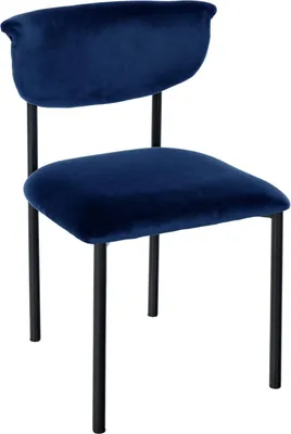 Immagine prodotto di Sedia da pranzo in velluto - seduta imbottita - elevato comfort di seduta, struttura in metallo nero | colore: blu scuro