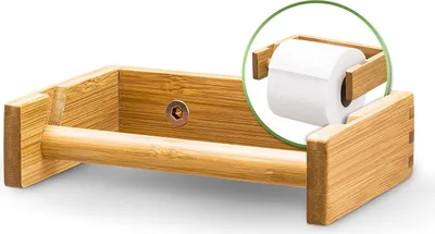 Produktbild von Toilettenpapierhalter Bambus Klopapierhalter Holz - Design Toilettenpapier Halterung HEIMWERT