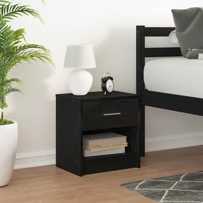 Produktbild von vidaXL Nachttisch mit Schublade Schwarz 39x28x41 cm