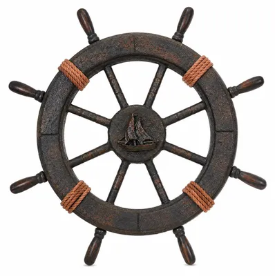 Immagine prodotto di Timone in legno [Ø 44 cm] | Barca dei pirati - Decorazione nautica per yacht | Timone a raggi | Idea regalo come decorazione da parete, per terrazze, capanne, fienili e giardini