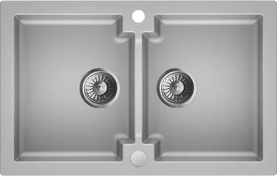 Produktbild von Granitspüle - Spülbecken - Küchenspüle - Beton - 79 x 50 cm - Einbauspüle - Kratzfest - Modernes Design - Platzsparender Siphon, Mojito 160