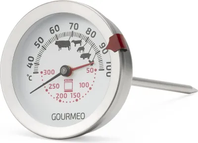 Produktbild von GOURMEO 2-in-1 Fleischthermometer - Bratenthermometer für Heißluft- oder Elektroöfen - für Fleisch- und Ofentemperatur - Grillthermometer analog mit 100-Grad-Celsius-Anzeige