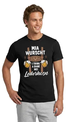 Produktbild von Spreadshirt   Bayern Humor | Ich Trink Auch Ohne Lederhose Männer T-Shirt, M, Schwarz