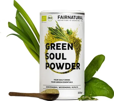 Produktbild von Green Bowl Smoothie-Pulver [aus Deutschland] Grünes Pulver mit Gerstengras, Weizengras, Alfalfa und vielen weiteren Superfoods (200g)