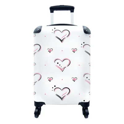 Produktbild von MuchoWow® Koffer Handgepäck Trolley Rollkoffer Kleine Reisekoffer mit 4 Rollen - Liebe - Rosa - Geschenk zum Valentinstag - Cabin Size < 55x40x23 cm & 55x40x20 cm - Fotokoffer - Kabinenkoffer - Boardgepäck - Reise-Box - Reisekoffer - Reisegepäck - Koffer mit Bild - Trolley für Kinder