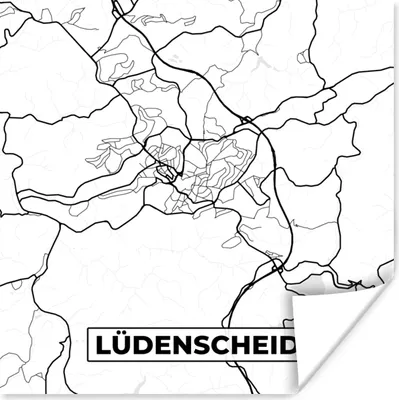 Produktbild von MuchoWow® Poster Lüdenscheid - Karte - Stadtplan 75x75 cm - Wand Dekoration