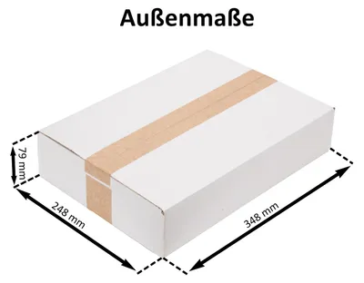 Produktbild von Karton 350 x 250 x 80 mm (einwellig) DHL Kleinpaket weiß 25 Stück, KI-generiertes Bild