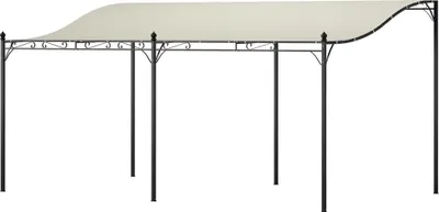 Produktbild von Outsunny Anbaupavillon Pergola mit Dach, Wasserabweisend Pavillon Vordach, freistehend Gartenpavillon Terrassenpavillon Überdachung Sonnenschutz für Terrasse Garten ca. 3x5x2,5 m Cremeweiß