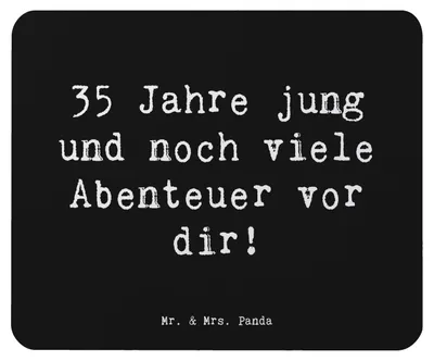Produktbild von Mr. & Mrs. Panda Mauspad Spruch 35. Geburtstag Abenteuer - Schwarz - Geschenk, pc mausunterlage, mousepad, Geburtstagssprüche, Mouse Pad, Happy Birthday, herzlicher