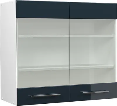 Zdjęcie produktu dla Szklana szafka kuchenna Vicco Fame-Line Ciemnoniebieski wysoki połysk 80 cm, Model 49568