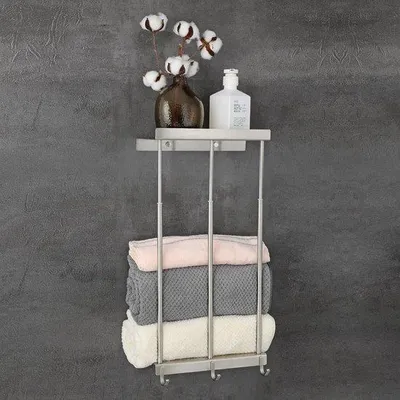 Produktbild von Badezimmer-Trockenständer 37-65 cm - Edelstahl, 3 Haken, großes Fassungsvermögen