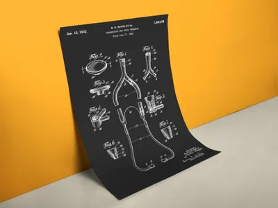 Produktbild von Patent Zeichnung Stethoskop | Größe in cm: 60 x 80