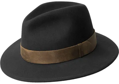 Bailey knautschbarer Outdoor Filzhut mit breitem Lederband in schwarz