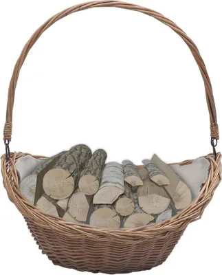 Produktbild von Schlichtes Holzkorb mit Tragegriff 57 × 46 × 52 cm Braun Weide - Kaminholzregale DE3524511 1parcel