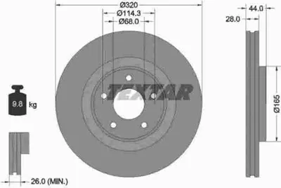 Produktbild von TEXTAR Bremsscheibe Artikel: 92283503