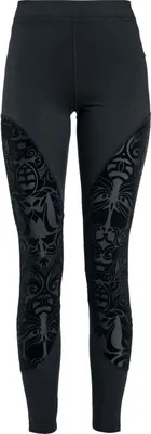 Produktbild von Gothicana by EMP Damen schwarze Leggings mit Einsätzen und Flockprint L