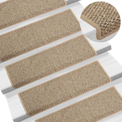 Image de Tapis d'escalier autocollants 15 pcs 65x21x4 cm Beige foncé