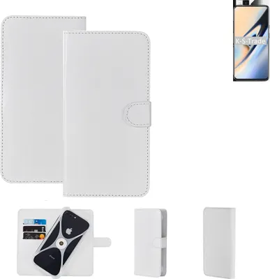Produktbild von K-S-Trade Handy Hülle Schutz Hülle kompatibel mit OnePlus 7 Cover Case Bookstyle Bumper weiß 1x
