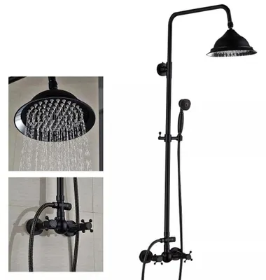 Produktbild von Schwarzes Duschset - Duscharmatur - Duscharmaturensatz - Badezimmerarmatur - Duschpaneel - Edelstahl