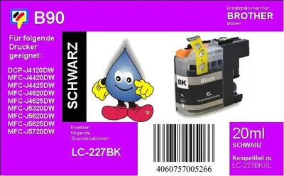 Produktbild von LC-227XLBK schwarz - TiDis Ersatzpatrone mit 20ml Inhalt