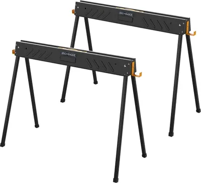 Produktbild von Arbeitsböcke - Sägeböcke - 2er Set - Tragkraft 500 kg - Stützarme für 2x4 - Klappbar - Tragbar - Schwarz