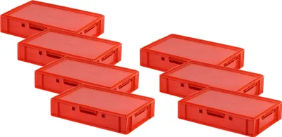 Produktbild von 7 Stück E1-Kasten Rot mit 7 Deckel in Rot